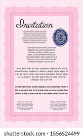 Pink Vintage invitation. With great quality guilloche pattern. Customizable, Easy to edit and change colors. Lovely design. 