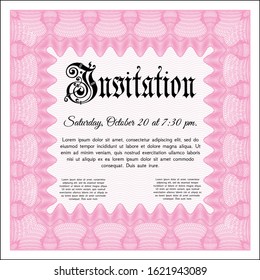 Pink Vintage invitation. Money design. With background. Vector illustration. 