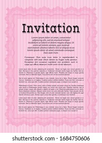 Pink Vintage invitation. Money Pattern. With complex background. Customizable, Easy to edit and change colors. 