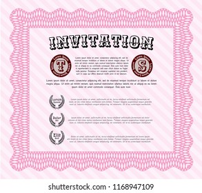 Pink Vintage invitation. Nice design. Detailed. With quality background. 