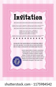 Pink Vintage invitation. Printer friendly. Vector illustration. Beauty design. 