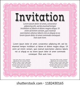 Pink Vintage invitation. Printer friendly. Money Pattern. Vector illustration. 