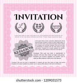 Pink Vintage invitation. Printer friendly. Customizable, Easy to edit and change colors. Sophisticated design. 