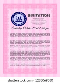 Pink Vintage invitation. Printer friendly. Perfect design. Detailed. 