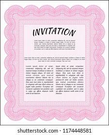 Pink Vintage invitation. With quality background. Superior design. Detailed. 