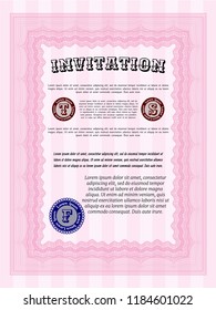 Pink Vintage invitation. With quality background. Vector illustration. Good design. 