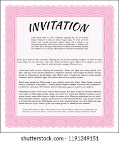 Pink Vintage invitation. With quality background. Money style design. Customizable, Easy to edit and change colors. 