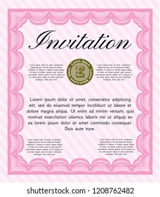 Pink Vintage invitation. With quality background. Customizable, Easy to edit and change colors. Perfect design. 