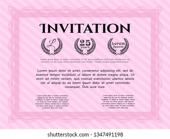 Pink Vintage invitation. With quality background. Detailed. Cordial design. 