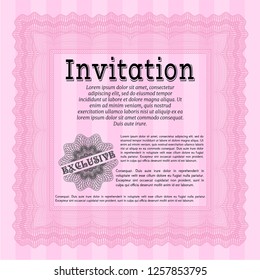 Pink Vintage invitation. Superior design. Detailed. With linear background. 