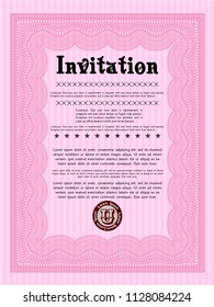 Pink Vintage invitation template. With background. Superior design. Detailed. 