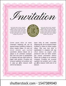 Pink Vintage invitation template. With background. Customizable, Easy to edit and change colors. Sophisticated design. 