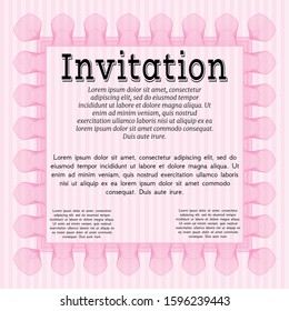 Pink Vintage invitation template. With background. Lovely design. Vector illustration. 