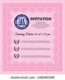 Pink Vintage invitation template. With complex background. Elegant design. Vector illustration. 