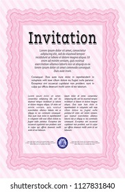 Pink Vintage invitation template. Customizable, Easy to edit and change colors. Printer friendly. Sophisticated design. 