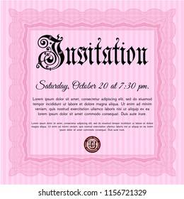 Pink Vintage invitation template. Customizable, Easy to edit and change colors. With linear background. Good design. 
