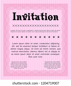 Pink Vintage invitation template. Customizable, Easy to edit and change colors. With complex background. Sophisticated design. 