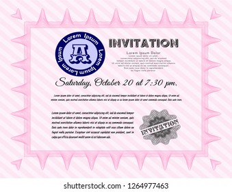 Pink Vintage invitation template. Customizable, Easy to edit and change colors. With background. Sophisticated design. 