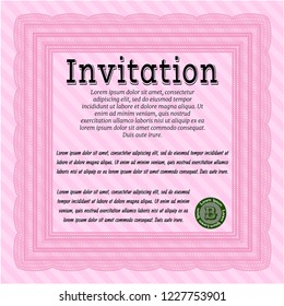 Pink Vintage invitation template. Detailed. With background. Retro design. 