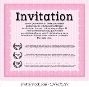Pink Vintage invitation template. Detailed. With quality background. Beauty design. 