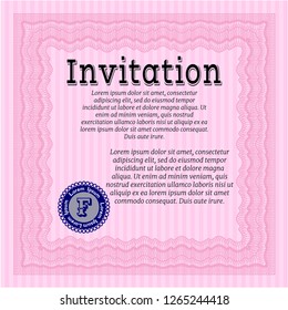Pink Vintage invitation template. Easy to print. Customizable, Easy to edit and change colors. Modern design. 