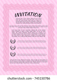 Pink Vintage invitation template. Excellent design. Vector illustration. With complex background. 