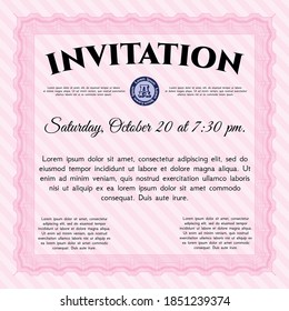 Pink Vintage invitation template. Money style design.   
