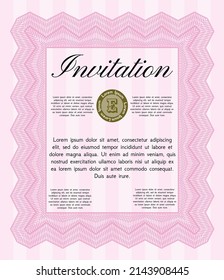 Pink Vintage invitation template. Money design. Easy to print.  