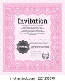 Pink Vintage invitation template. Perfect design. Complex background. Vector illustration. 