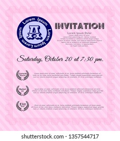 Pink Vintage invitation template. Printer friendly. Elegant design. Customizable, Easy to edit and change colors. 