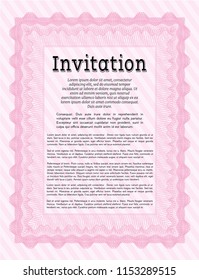 Pink Vintage invitation template. With quality background. Customizable, Easy to edit and change colors. Superior design. 