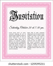 Pink Vintage invitation template. With quality background. Sophisticated design. Customizable, Easy to edit and change colors. 