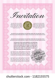 Pink Vintage invitation template. Retro design. With quality background. Detailed. 