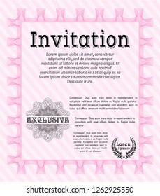 Pink Vintage invitation template. Retro design. Complex background. Vector illustration. 