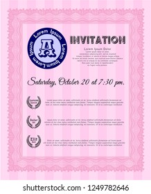 Pink Vintage invitation template. Sophisticated design. Vector illustration. With quality background. 