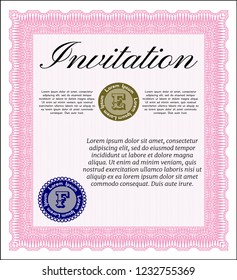 Pink Vintage invitation. Vector illustration. With quality background. Nice design. 