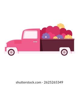 Pink vintage pickup truck is delivering a truckload of love for your valentine's day projects