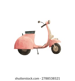 Pink vintage scooter featuring rounded body and single seat