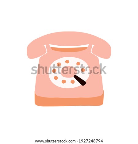 Pink vintage telephone icon elements illustration