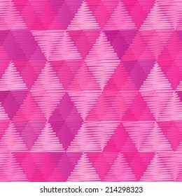 Pink vintage textile triangles vector seamless pattern