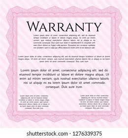 Pink Vintage Warranty Certificate template. With guilloche pattern. Money Pattern. Vector illustration. 