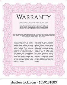 Pink Vintage Warranty Certificate template. With linear background. Customizable, Easy to edit and change colors. Lovely design. 