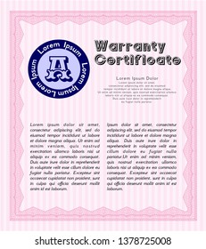 Pink Vintage Warranty Certificate template. Perfect design. Easy to print. Customizable, Easy to edit and change colors. 