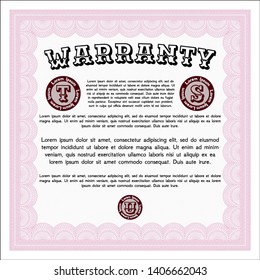 Pink Vintage Warranty Certificate template. Printer friendly. Customizable, Easy to edit and change colors. Lovely design. 