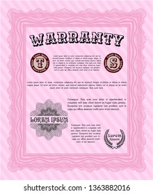 Pink Vintage Warranty template. Artistry design. Customizable, Easy to edit and change colors. With complex background. 
