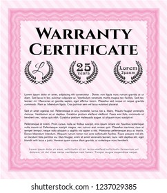 Pink Vintage Warranty template. With background. Customizable, Easy to edit and change colors. Beauty design. 