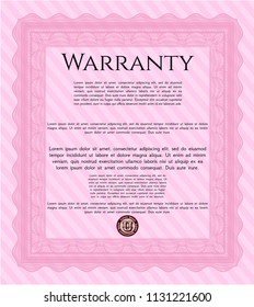 Pink Vintage Warranty template. Customizable, Easy to edit and change colors. Easy to print. Excellent design. 