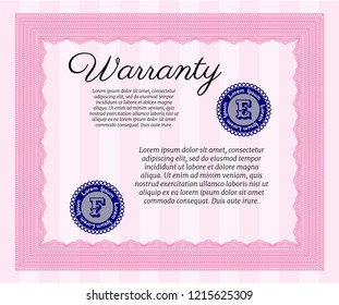 Pink Vintage Warranty template. Customizable, Easy to edit and change colors. Printer friendly. Beauty design. 