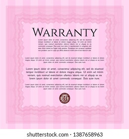 Pink Vintage Warranty template. Customizable, Easy to edit and change colors. With complex linear background. Nice design. 