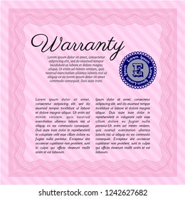 Pink Vintage Warranty template. With great quality guilloche pattern. Money style design. Detailed. 